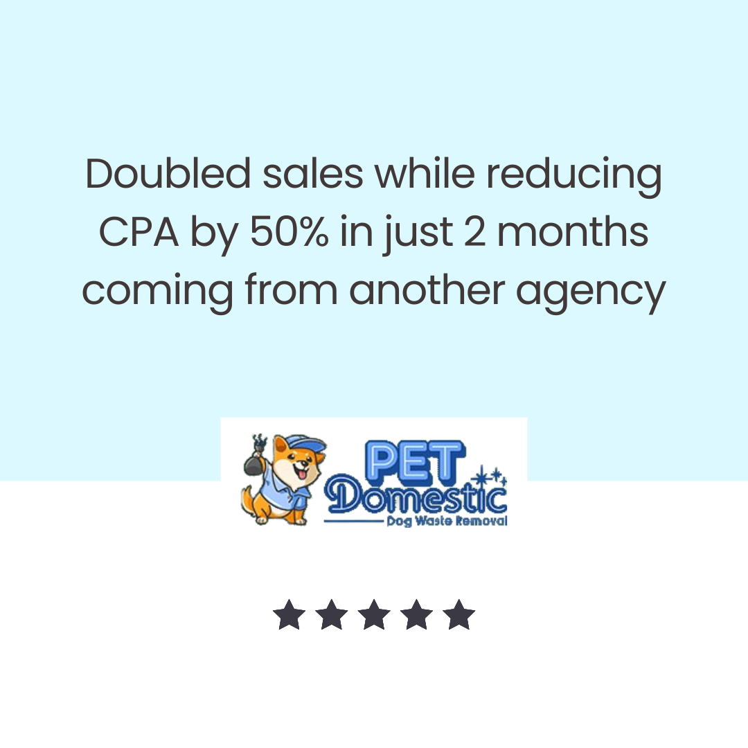 Client result: doubled sales while cutting CPA 50% in 2 months (Pet Domestic)